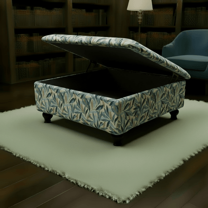 High - Density Foam Cushioned Ottoman & Coffee Table – Multi - Toned Designer Seating with Storage | Handcrafted UK Centrepiece - ISTOOLS