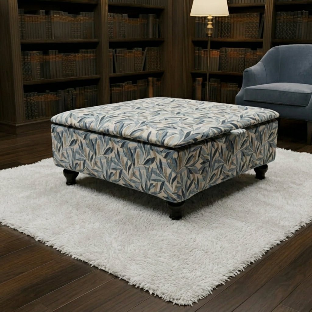 High-Density Foam Cushioned Ottoman & Coffee Table – Multi-Toned Designer Seating with Storage | Handcrafted UK Centrepiece - ISTOOLS