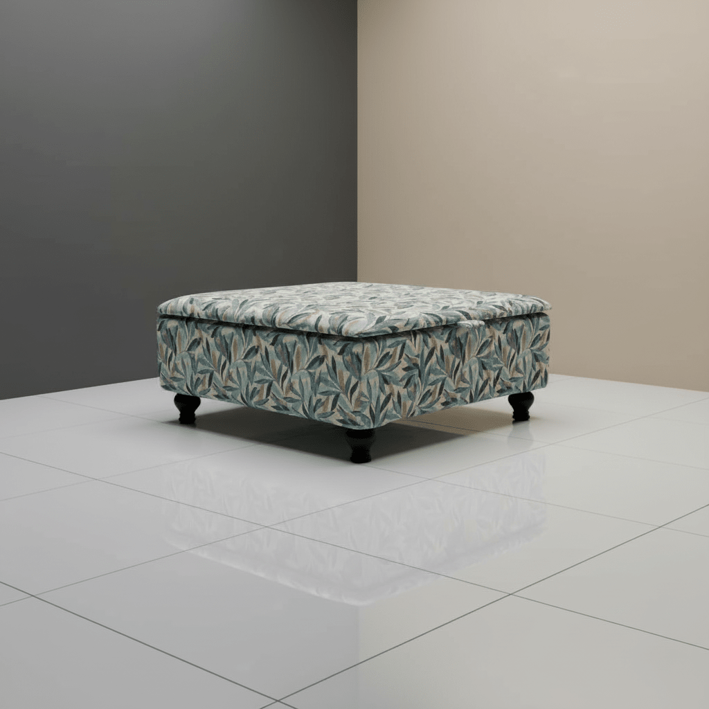High - Density Foam Cushioned Ottoman & Coffee Table – Multi - Toned Designer Seating with Storage | Handcrafted UK Centrepiece - ISTOOLS