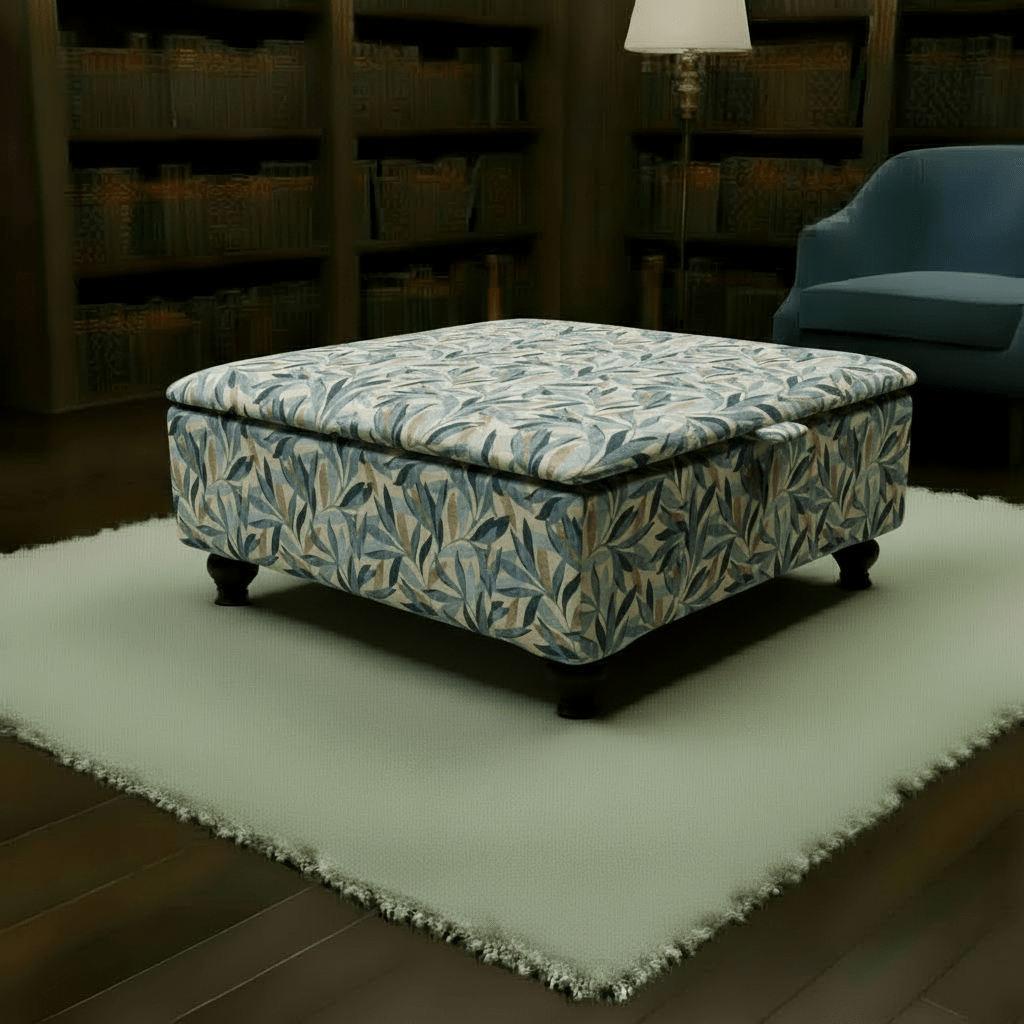 High - Density Foam Cushioned Ottoman & Coffee Table – Multi - Toned Designer Seating with Storage | Handcrafted UK Centrepiece - ISTOOLS
