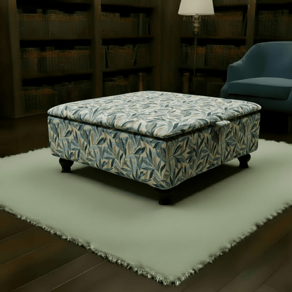 High - Density Foam Cushioned Ottoman & Coffee Table – Multi - Toned Designer Seating with Storage | Handcrafted UK Centrepiece - ISTOOLS