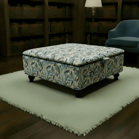 High - Density Foam Cushioned Ottoman & Coffee Table – Multi - Toned Designer Seating with Storage | Handcrafted UK Centrepiece - ISTOOLS
