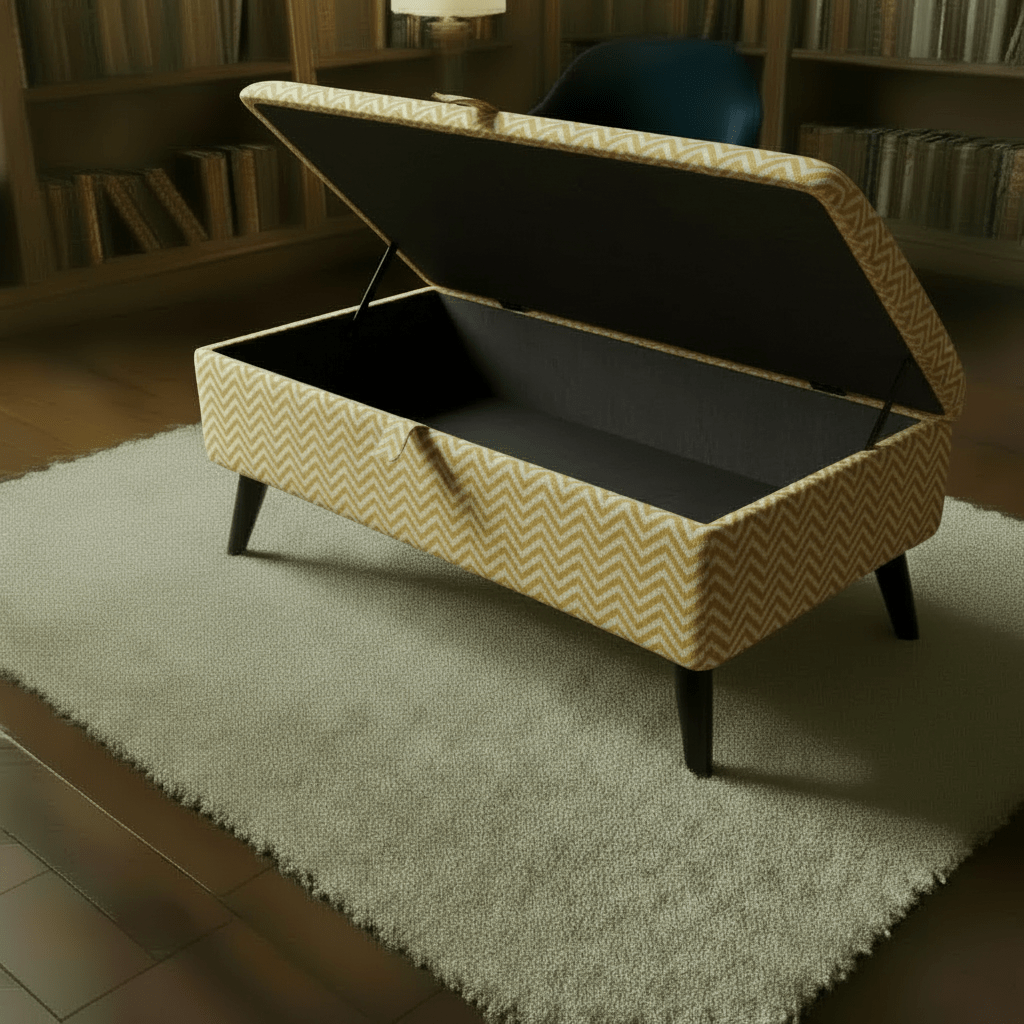 High - Density Foam Padded Bench – Comfortable Storage Ottoman with Designer Pattern - ISTOOLS