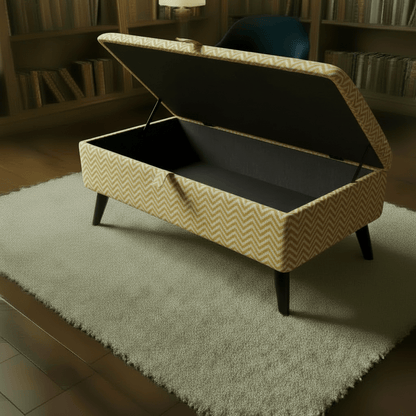 High - Density Foam Padded Bench – Comfortable Storage Ottoman with Designer Pattern - ISTOOLS