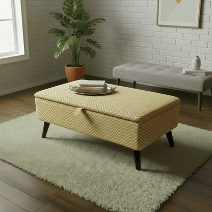 High - Density Foam Padded Bench – Comfortable Storage Ottoman with Designer Pattern - ISTOOLS