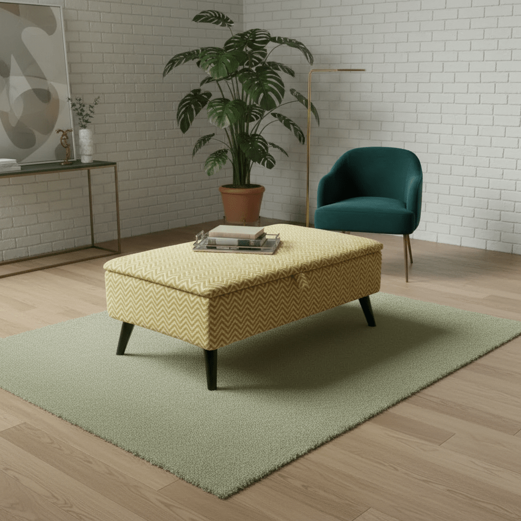 High - Density Foam Padded Bench – Comfortable Storage Ottoman with Designer Pattern - ISTOOLS