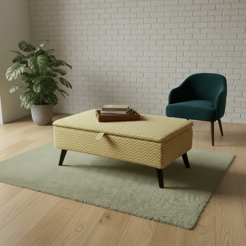 High - Density Foam Padded Bench – Comfortable Storage Ottoman with Designer Pattern - ISTOOLS