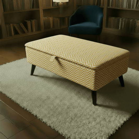High - Density Foam Padded Bench – Comfortable Storage Ottoman with Designer Pattern - ISTOOLS