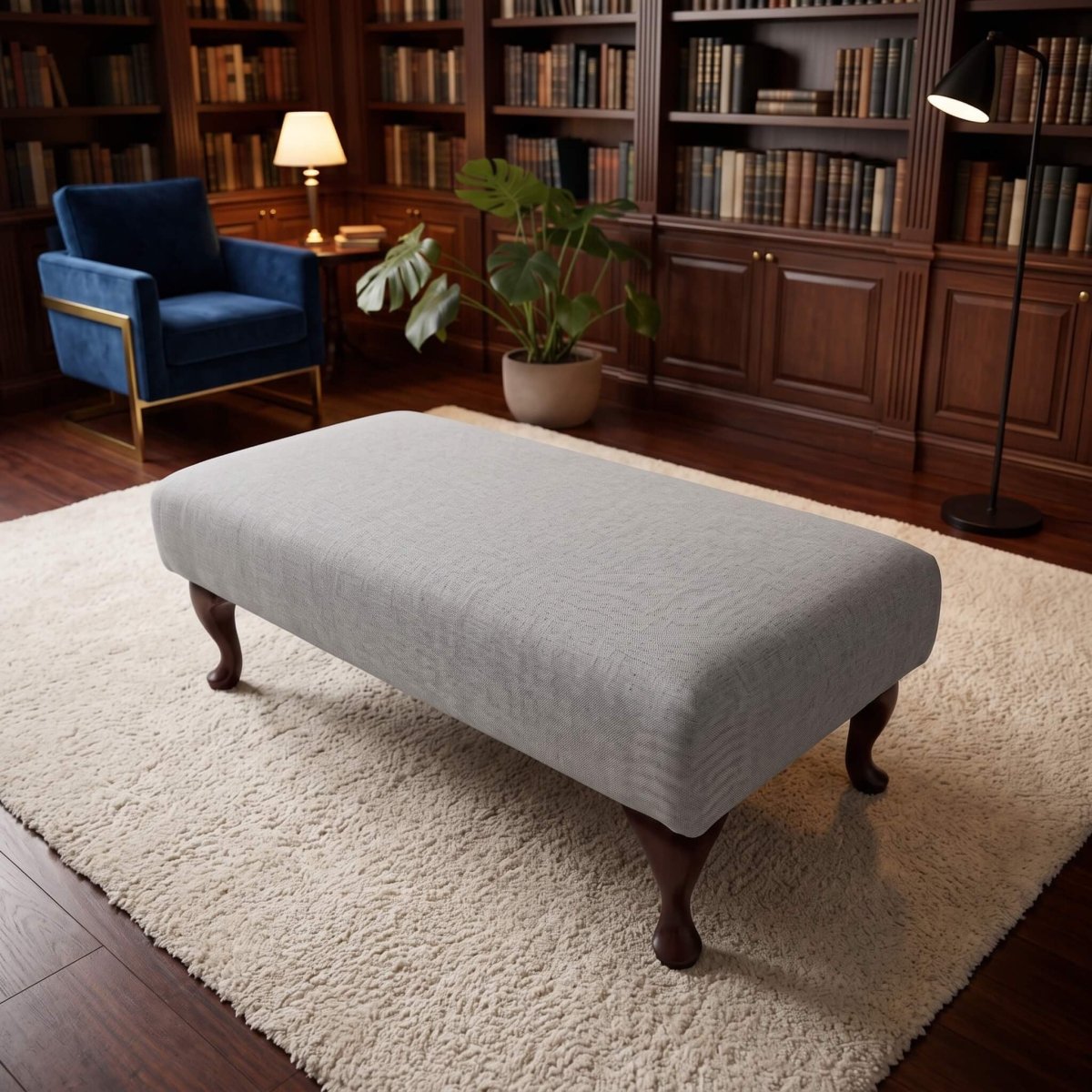 HIGH END BESPOKE OTTOMAN FOOTSTOOL CUSTOM UPHOLSTERED COFFEE TABLE SEAT PREMIUM PLAIN FABRIC LOUNGE POUFFE NON STORAGE BENCH - ISTOOLS