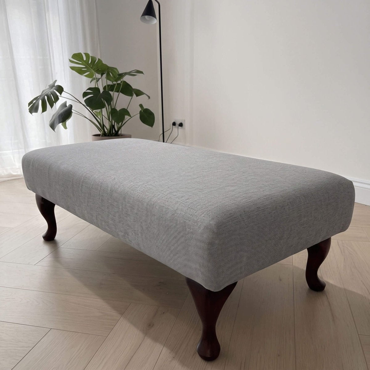 HIGH END BESPOKE OTTOMAN FOOTSTOOL CUSTOM UPHOLSTERED COFFEE TABLE SEAT PREMIUM PLAIN FABRIC LOUNGE POUFFE NON STORAGE BENCH - ISTOOLS
