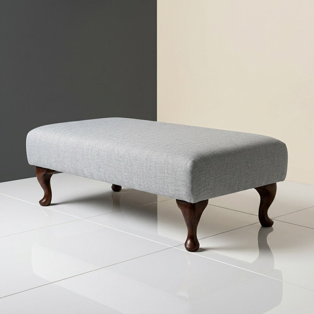 HIGH END BESPOKE OTTOMAN FOOTSTOOL CUSTOM UPHOLSTERED COFFEE TABLE SEAT PREMIUM PLAIN FABRIC LOUNGE POUFFE NON STORAGE BENCH - ISTOOLS