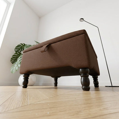 HIGH END BESPOKE STORAGE BENCH SQUARE FABRIC FOOTSTOOL - ISTOOLS