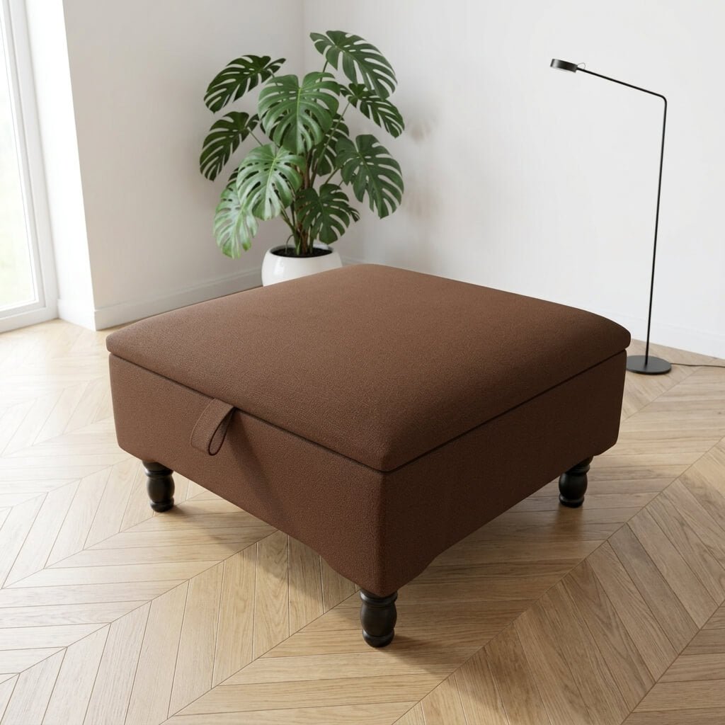HIGH END BESPOKE STORAGE BENCH SQUARE FABRIC FOOTSTOOL - ISTOOLS
