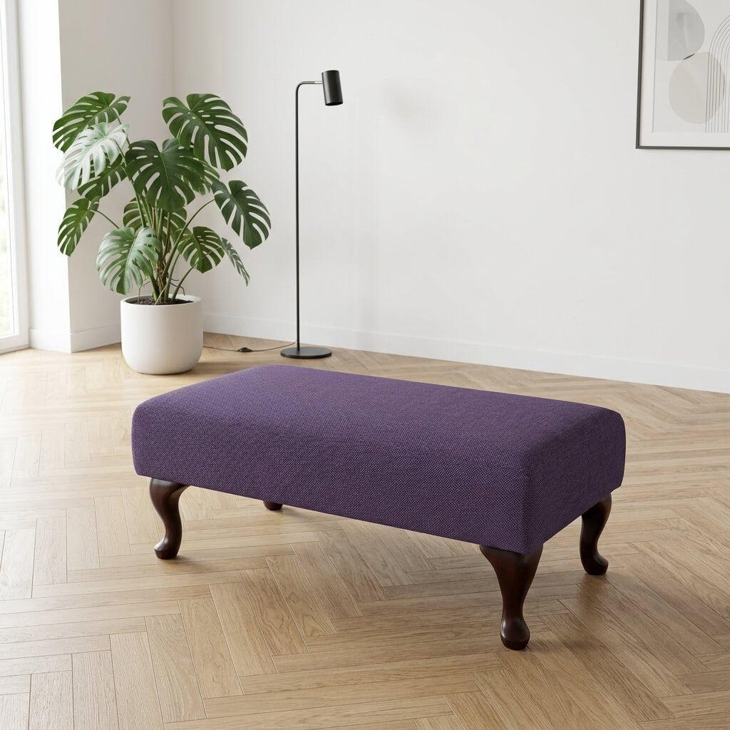 HIGH END CUSTOM FOOTSTOOL BESPOKE UPHOLSTERED OTTOMAN POUFFE PREMIUM NON STORAGE SEATING PLAIN FABRIC LIVING ROOM FURNITURE - ISTOOLS