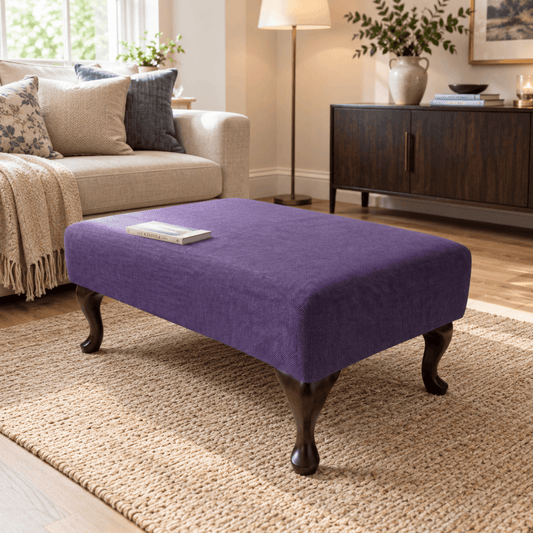 HIGH END CUSTOM FOOTSTOOL BESPOKE UPHOLSTERED OTTOMAN POUFFE PREMIUM NON STORAGE SEATING PLAIN FABRIC LIVING ROOM FURNITURE - ISTOOLS