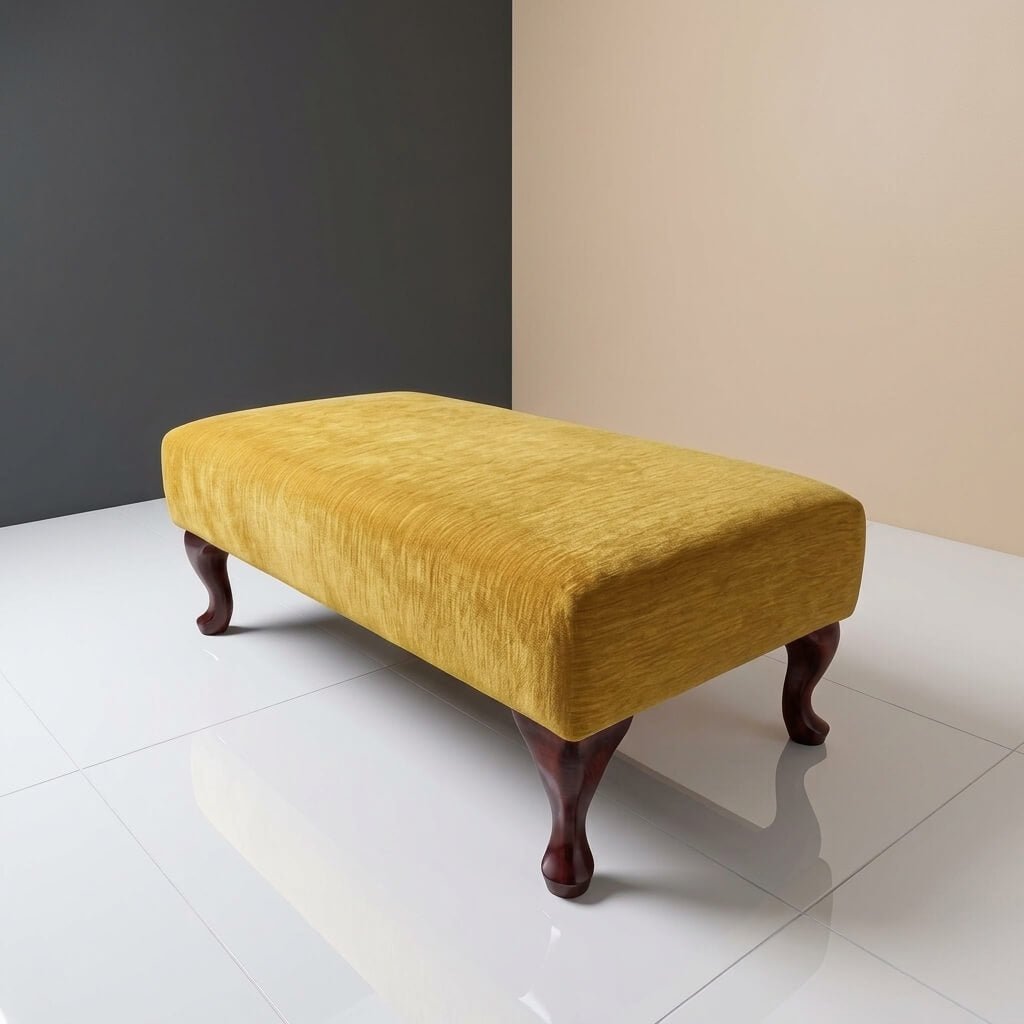 HIGH END UPHOLSTERED FOOTSTOOL CUSTOM BESPOKE OTTOMAN SEATING PREMIUM PLAIN FABRIC NON-STORAGE POUFFE HANDCRAFTED UK FURNITURE - ISTOOLS