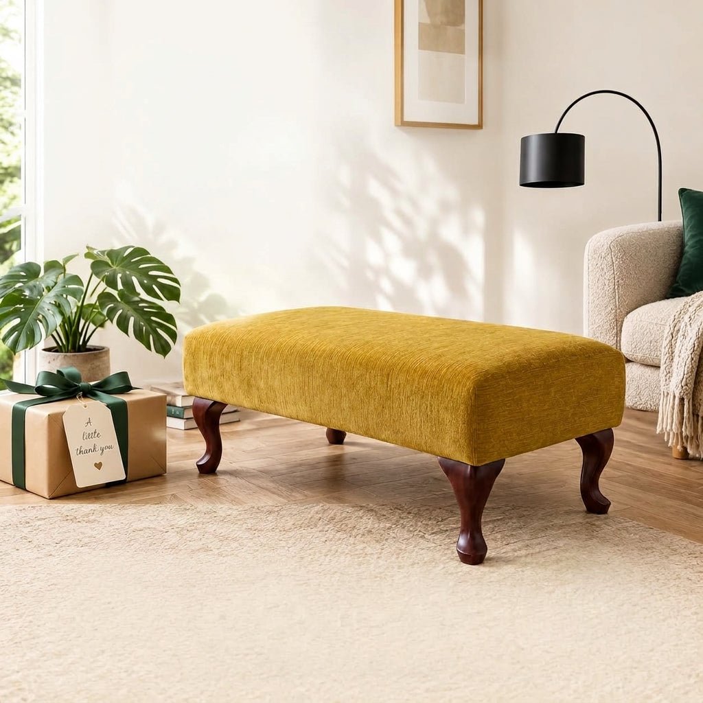 HIGH END UPHOLSTERED FOOTSTOOL CUSTOM BESPOKE OTTOMAN SEATING PREMIUM PLAIN FABRIC NON-STORAGE POUFFE HANDCRAFTED UK FURNITURE - ISTOOLS