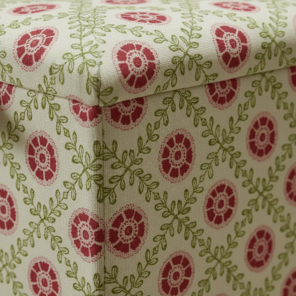 iLiv - Patola Fabric Carmine Small Storage Ottoman – Multi - Purpose Coffee Table & Footstool - ISTOOLS