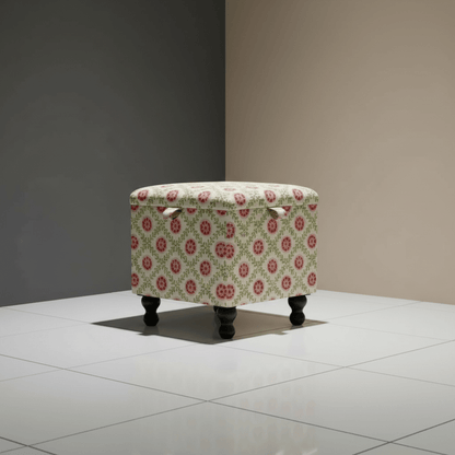 iLiv - Patola Fabric Carmine Small Storage Ottoman – Multi - Purpose Coffee Table & Footstool - ISTOOLS