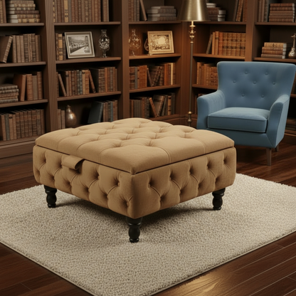 Duck Egg Blue Velvet Chesterfield Ottoman Storage Coffee Table – Stylish Multifunctional Furniture
