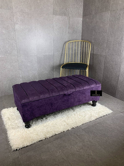 Purple Aubergine Storage Box | Purple Foot Stool Bench UK | Purple Footstool Pouffes