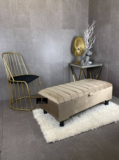 Champagne Beige Coffee Table Storage Box | Beige Ottoman Bench | Beige Ottoman Bench Bed