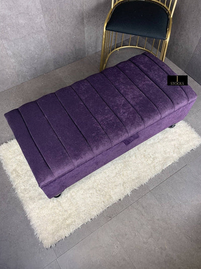 Purple Aubergine Storage Box | Purple Foot Stool Bench UK | Purple Footstool Pouffes