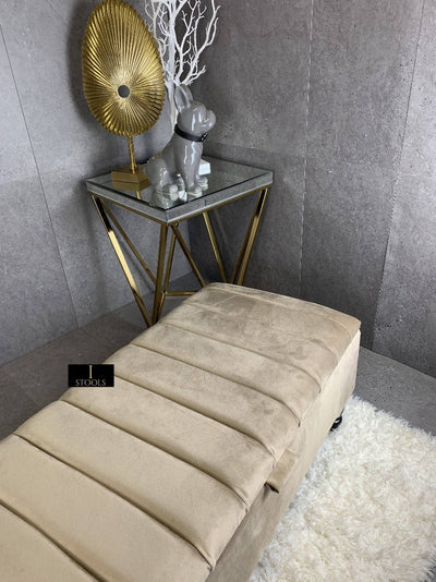 Champagne Beige Coffee Table Storage Box | Beige Ottoman Bench | Beige Ottoman Bench Bed