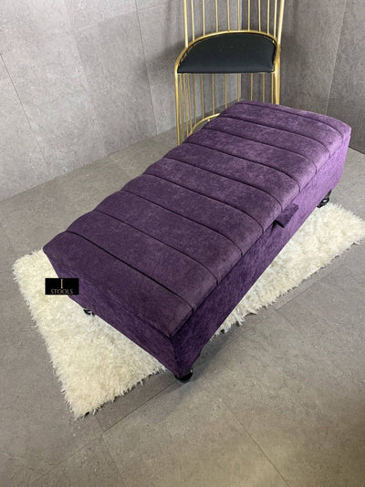 Purple Aubergine Storage Box | Purple Foot Stool Bench UK | Purple Footstool Pouffes