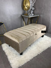 Champagne Beige Coffee Table Storage Box | Beige Ottoman Bench | Beige Ottoman Bench Bed