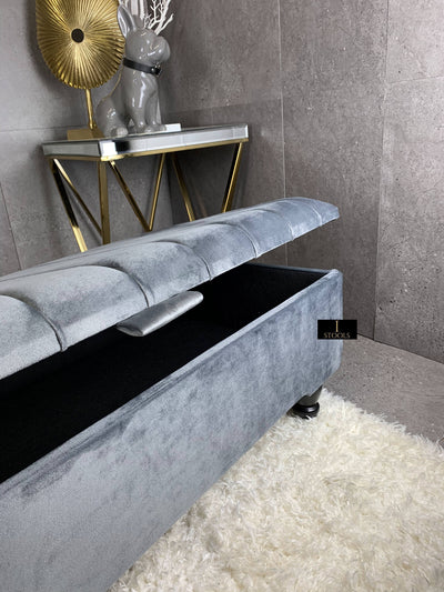 Dark Grey coffee table Storage Bench | Dark Grey Ottoman Bench | Dark Grey Pouffe Footstool