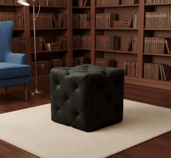ISTOOLS Black Square Cube Ottoman Coffee Table with Deep Storage – Side Table & Seat - ISTOOLS