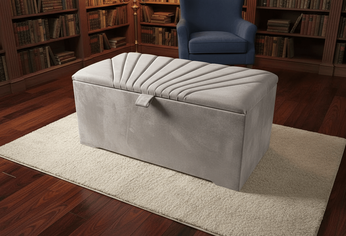 ISTOOLS Deep Storage Ottoman Bench Seat – Champagne Upholstered Bedroom Storage Box - ISTOOLS