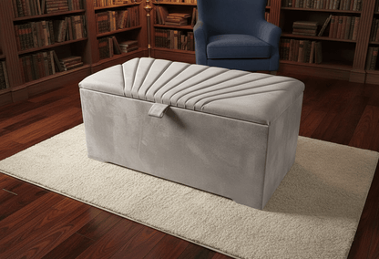 ISTOOLS Deep Storage Ottoman Bench Seat – Champagne Upholstered Bedroom Storage Box - ISTOOLS