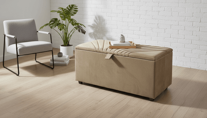 ISTOOLS Deep Storage Ottoman Bench Seat – Chocolate Upholstered Bedroom Storage Box - ISTOOLS