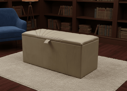 ISTOOLS Deep Storage Ottoman Bench Seat – Chocolate Upholstered Bedroom Storage Box - ISTOOLS