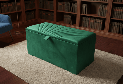 ISTOOLS Deep Storage Ottoman Bench Seat – Emerald Green Upholstered Storage Box - ISTOOLS