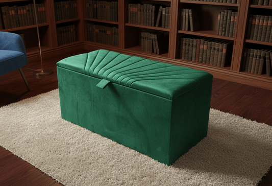 ISTOOLS Deep Storage Ottoman Bench Seat – Emerald Green Upholstered Storage Box - ISTOOLS