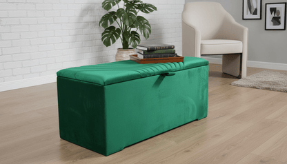 ISTOOLS Deep Storage Ottoman Bench Seat – Emerald Green Upholstered Storage Box - ISTOOLS