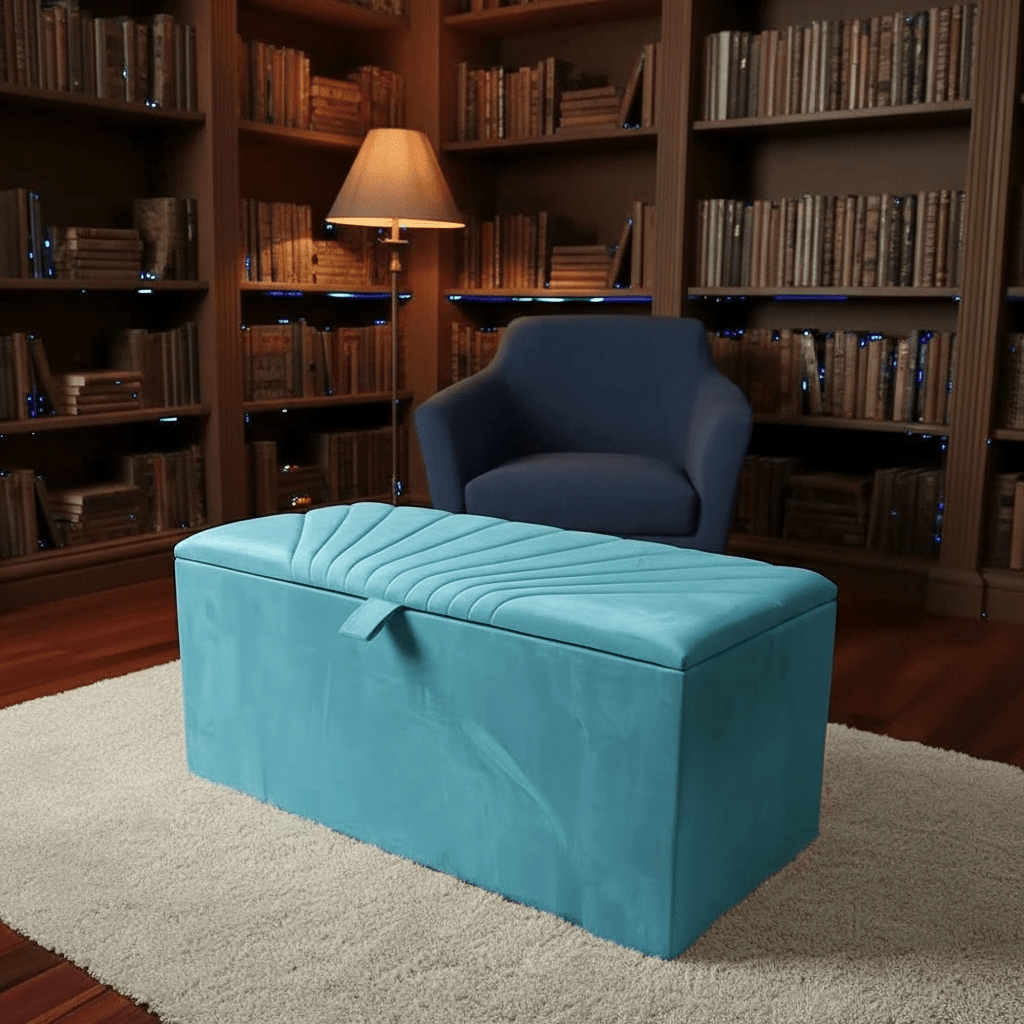 ISTOOLS Deep Storage Ottoman Bench Seat – Off - White Upholstered Bedroom Storage Box - ISTOOLS