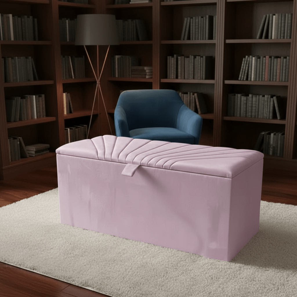 ISTOOLS Deep Storage Ottoman Bench Seat – Off - White Upholstered Bedroom Storage Box - ISTOOLS