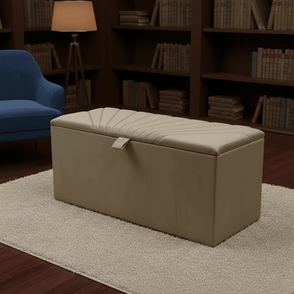 ISTOOLS Deep Storage Ottoman Bench Seat – Off - White Upholstered Bedroom Storage Box - ISTOOLS