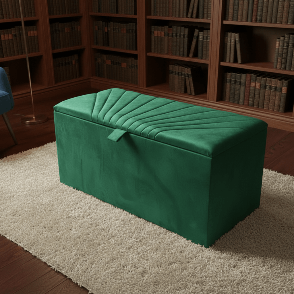 ISTOOLS Deep Storage Ottoman Bench Seat – Off - White Upholstered Bedroom Storage Box - ISTOOLS