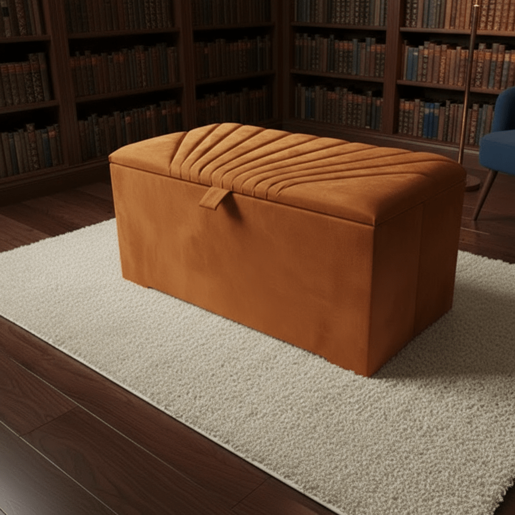 ISTOOLS Deep Storage Ottoman Bench Seat – Off - White Upholstered Bedroom Storage Box - ISTOOLS