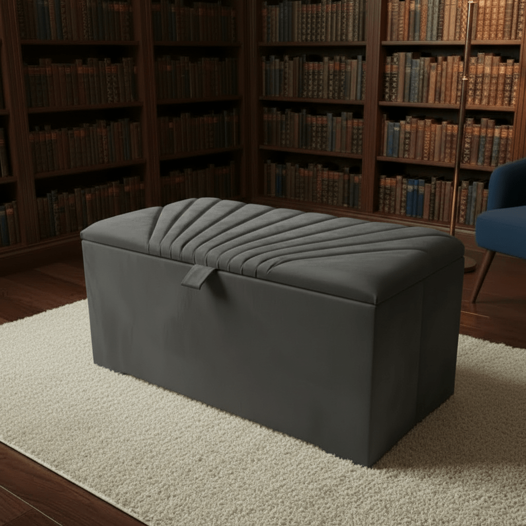 ISTOOLS Deep Storage Ottoman Bench Seat – Off - White Upholstered Bedroom Storage Box - ISTOOLS