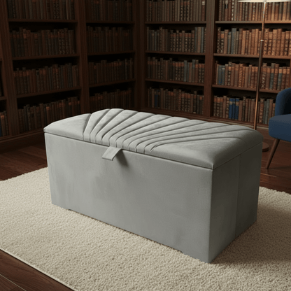 ISTOOLS Deep Storage Ottoman Bench Seat – Off - White Upholstered Bedroom Storage Box - ISTOOLS
