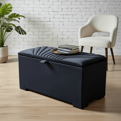 ISTOOLS Deep Storage Ottoman Bench Seat – Off - White Upholstered Bedroom Storage Box - ISTOOLS