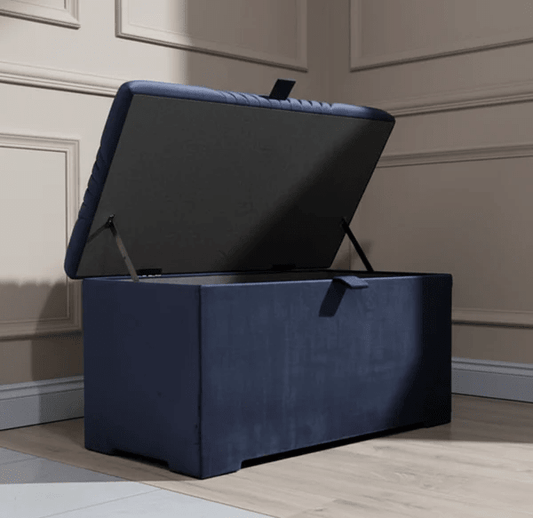 ISTOOLS Deep Storage Ottoman Bench Seat – Off - White Upholstered Bedroom Storage Box - ISTOOLS