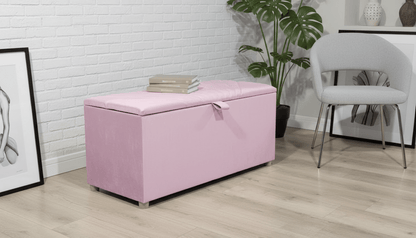 ISTOOLS Deep Storage Ottoman Bench Seat – Pink Upholstered Bedroom Storage Box - ISTOOLS