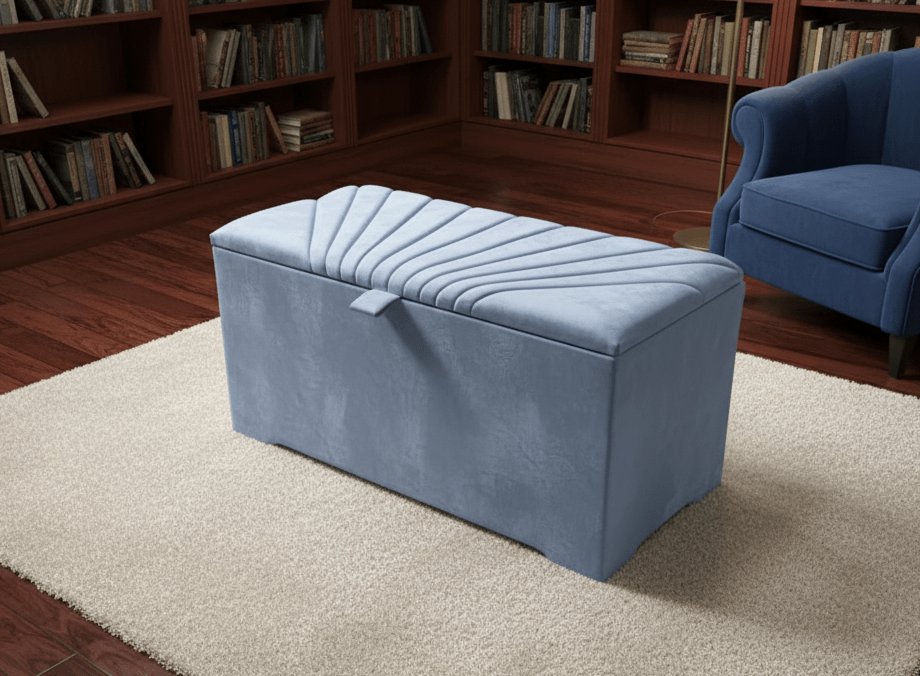 ISTOOLS Deep Storage Ottoman Bench Seat – Duck Egg Blue Upholstered Bedroom Storage Box - ISTOOLS